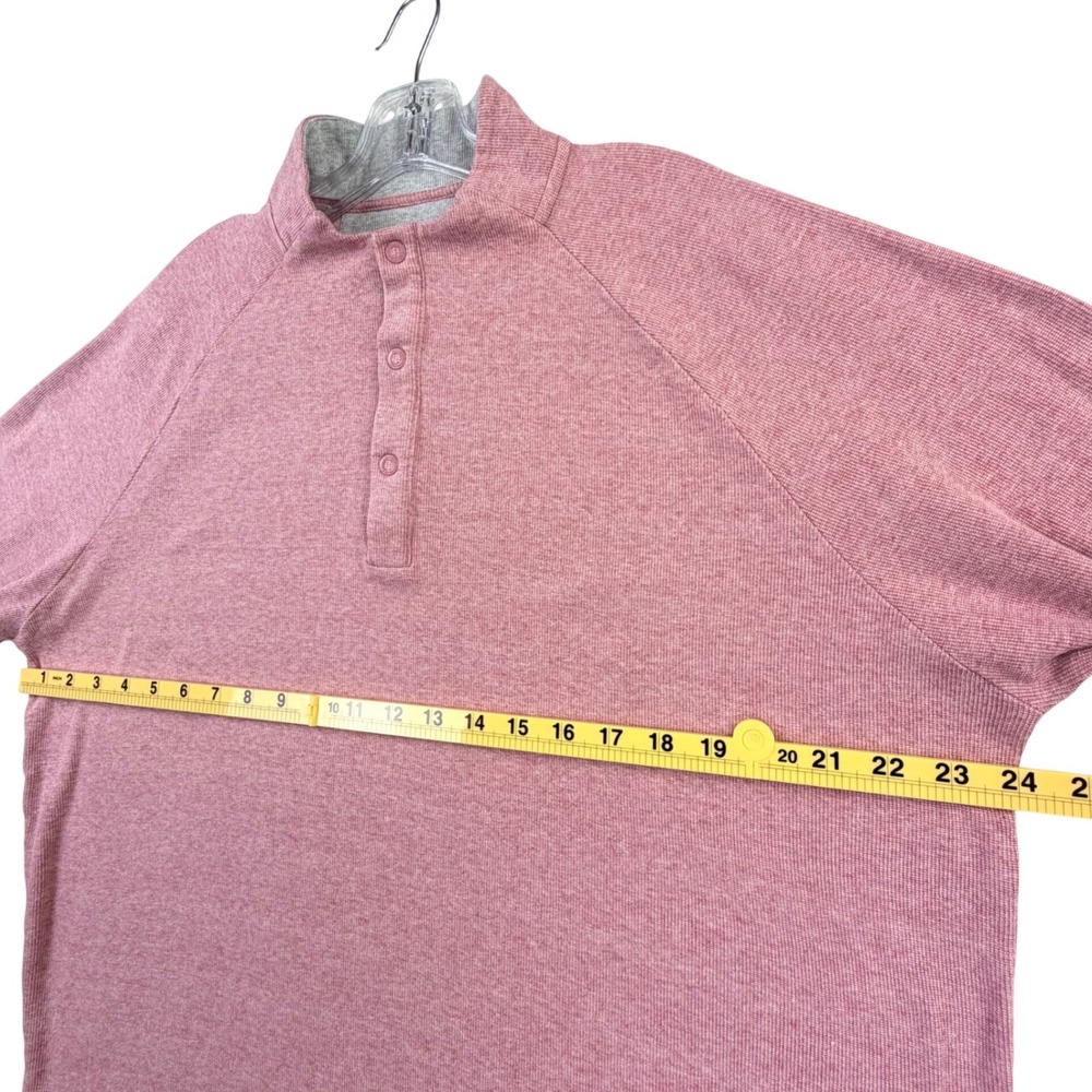 johnnie-O 1/4 Snap Mock Neck Pullover Men XL Malibu Red Pink Preppy Country Club - Picture 10 of 12